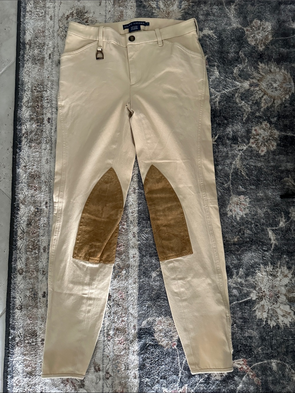 Ralph Lauren Cream Riding Pants with Brown Knee Patches